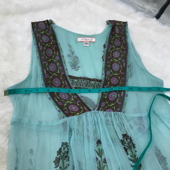 Urban Outfitters Lux Blue silk sheer tunic top - Picture 6 of 7